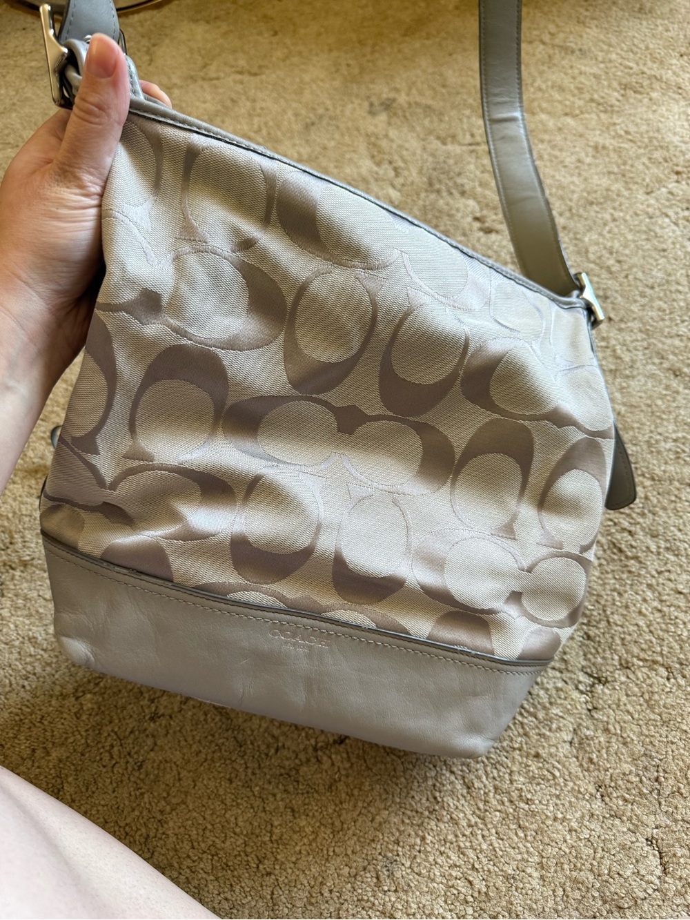 Coach Gray Signature Crossbody Hobo Bag - Picture 2 of 9